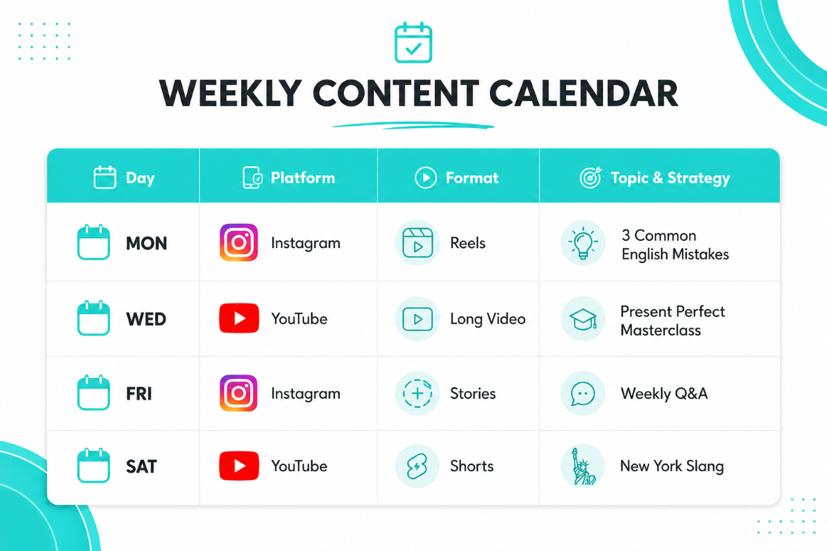 Weekly Content Calendar Image